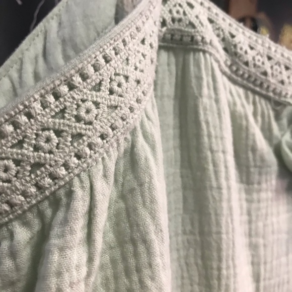 Magaschoni Pastel Mint Green Organic Gauze Crochet Tiered Midi Dress - Picture 7 of 12